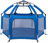 This lightweight pop up playpen and travel cot comes in grey, royal blue or orange