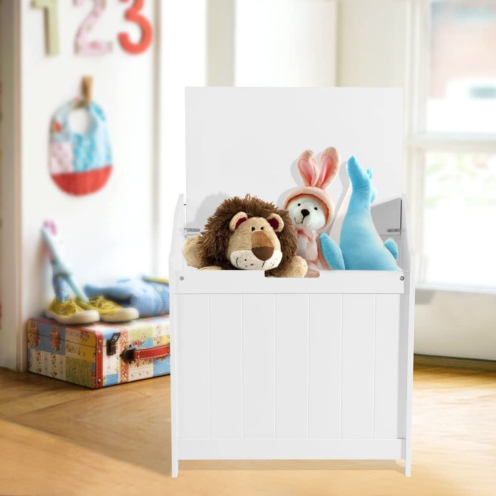 Kids Large Wooden Toy Box with Slow Release Hinge | Ottoman | Blanket ...