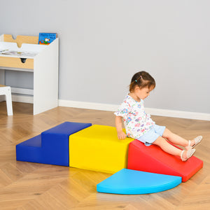 Innendørs mykt lekeutstyr | Montessori 4-delt skumlekesett | Soft Play Slide | 1-3 år
