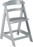 This height adjustable grow with me high chair in grey is packed with features to last years