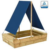 Arenero de madera ecológica resistente a la putrefacción | Nave con Estructura Sólida y Techo | Azul | 98x80x60cm