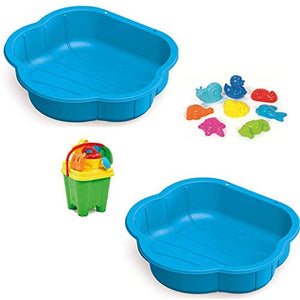 Bacs à sable à clapet éco-recyclables pour enfants | Piscine à balles et pataugeoire avec ensemble de jouets 9 pièces | Jeux de sable et d'eau | 12 mois+