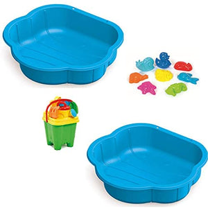 Kids Eco Recyclable Clamshell Sandpits | Ballpit & Paddling Pool with 9pc Toy Set | Sand & Water Play | 12m+