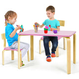 Kids Montessori Large Eco Pine Wood Table and 2 Ergonomic Chairs | Pink & Natural | 3-12 Years+