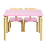 Montessori Large Eco Pine Wood Table and 2 Ergonomic Chairs | Pink & Natural | 3-12 Years+