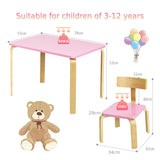 Table is 78cm long x 53cm deep x 53cm high and chairs 48cm high x 34cm wide x 34cm wide