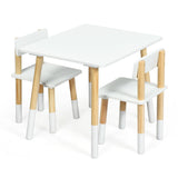 Kids Montessori Eco Pine Wood Table and 2 Chairs Set | White & Pine