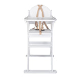 This solid wood white Folding Highchair is suitable from 6 months when baby moves from milk to solids.
