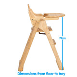 環境に配慮したナチュラル折りたたみ木製ハイチェア - 6か月以上