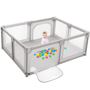 Extra Large Baby Playpen and Ball Pool | Breathable Mesh Fabric | 1.9 x 1.5m | Grey