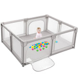Ekstra stor babykravlegård og boldbassin | Åndbart mesh stof | 1,9 x 1,5 m | Grå