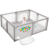 Parc pour bébé extra large et piscine à balles | Tissu en maille respirante | 1,9 x 1,5 m | Gris