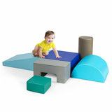 Softspielgeräte | Montessori 6-teiliges Schaumstoff-Spielset | Weiche Spielrutsche und Brücke | 1-3 Jahre