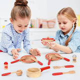 12 τμχ μοντεσσοριανό ξύλινο σετ παιχνιδιών κουζινικά σκεύη προσποίησης | σετ παιχνιδιών | 3 ετών +