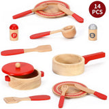 12 szt. Drewnianych przyborów kuchennych Montessori do zabawy w udawanie | Zestaw zabawek | 3 lata i więcej