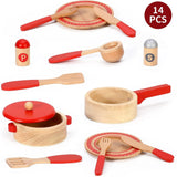 ensemble de jeu d'ustensiles de cuisine en bois Montessori, 12 pièces | Ensemble de jouets | 3 ans et plus