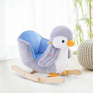 Questo pinguino cavallo a dondolo super carino e tenero in un morbido design blu e bianco divertirà e delizierà il tuo bambino