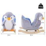 This super cute rocking horse penguin has a wide seat for comfort with front handlebar and footrests for safety