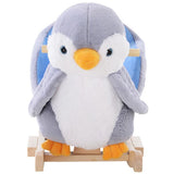 Cute penguin design on this traditional rocking horse theme has a plush and soft seat for your tot's little bottom