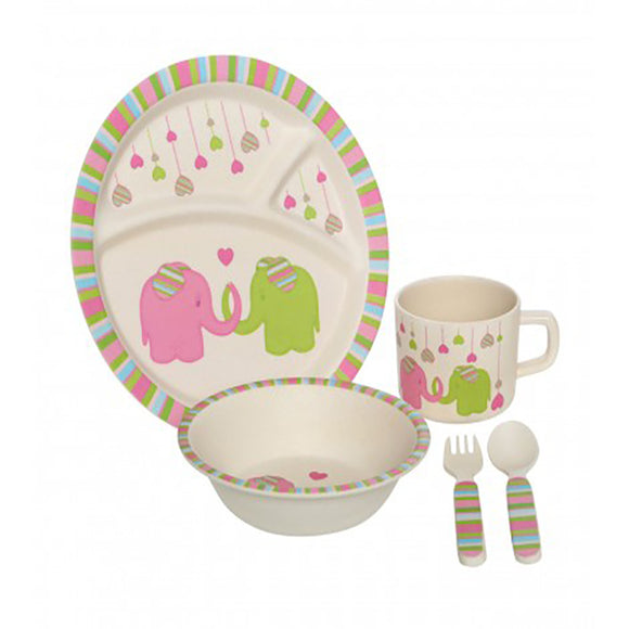 Make mealtimes more fun for your little ones with our 5 piece kids dinner set featuring a colourful Ellie the elephant.