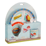 Set pappa per neonati e bambini antigraffio | Set da 5 pezzi | supereroe