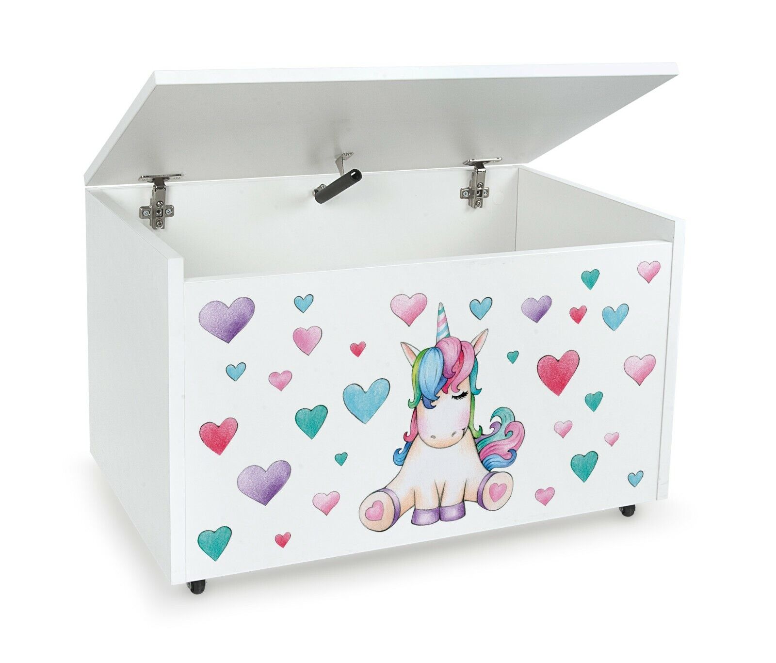 Montessori Unicorn Toy Box with Slow Close Safety Hinge White www.littlehelper