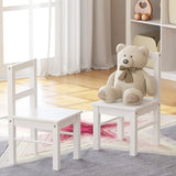 Solid white wooden chairs in pairs of 2 available to match the activity table