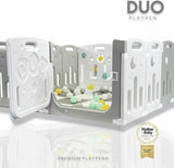 Ideal for twins, this white and grey baby playpen is larger than the average playpen