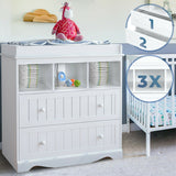 Przewijak dla niemowląt | Przechowywanie i 2 szuflady | Klasyczny design | 93x50x88cm | Biały