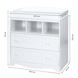 This baby changing unit is 88cm high x 93.5cm wide x 50cm deep in white with 3 cubby holes and 3 drawers and a changing top