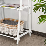 2 shelves included on this modern dressing rail which can be used anywhere where space is limited