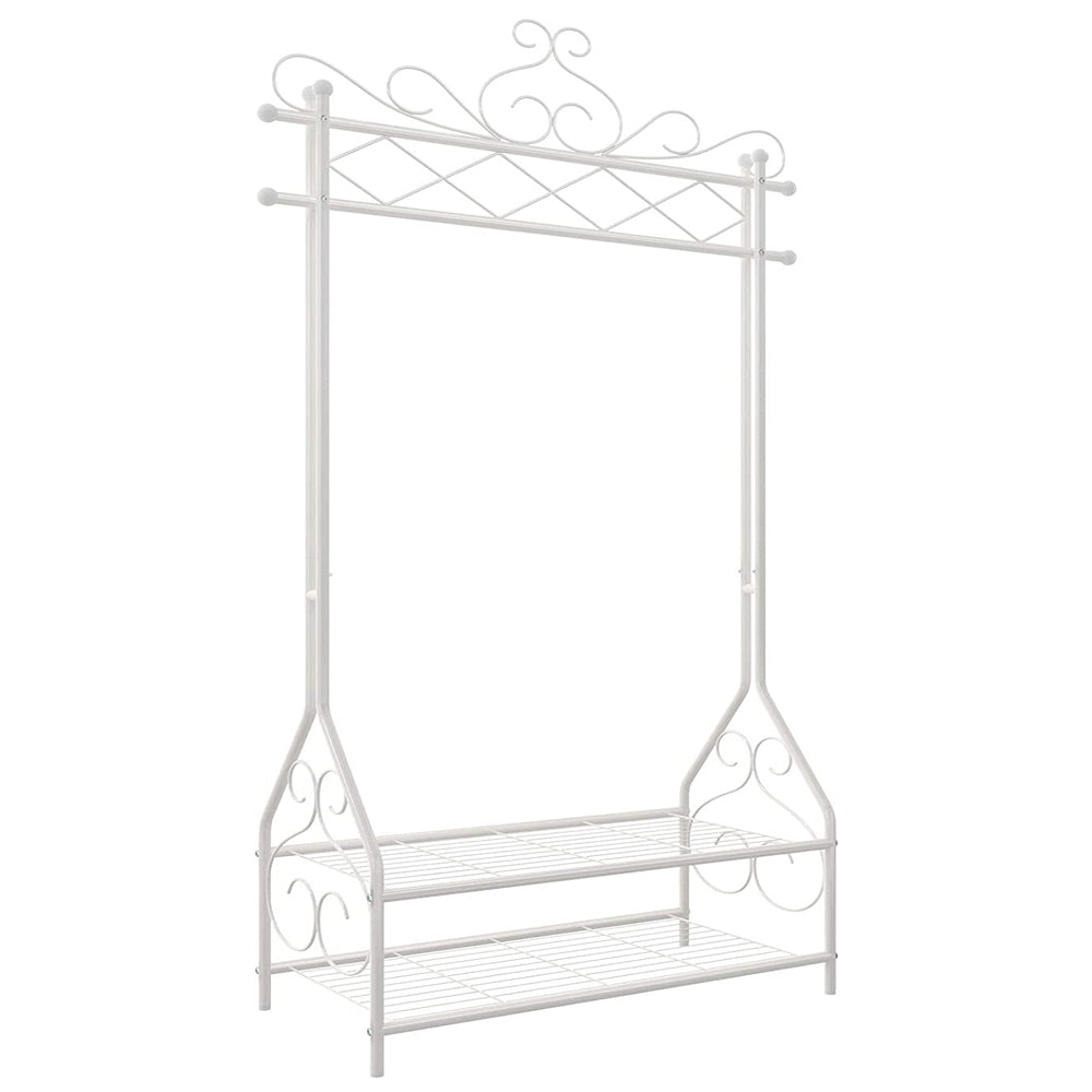 Queen Vintage Dressing up Rail with 2 Shelves White 1.73m High www.littlehelper