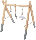 Eco 100% Natural Pine Wooden Baby Gym | Foldable | Baby Play Mat  | Natural & Grey | 3m+